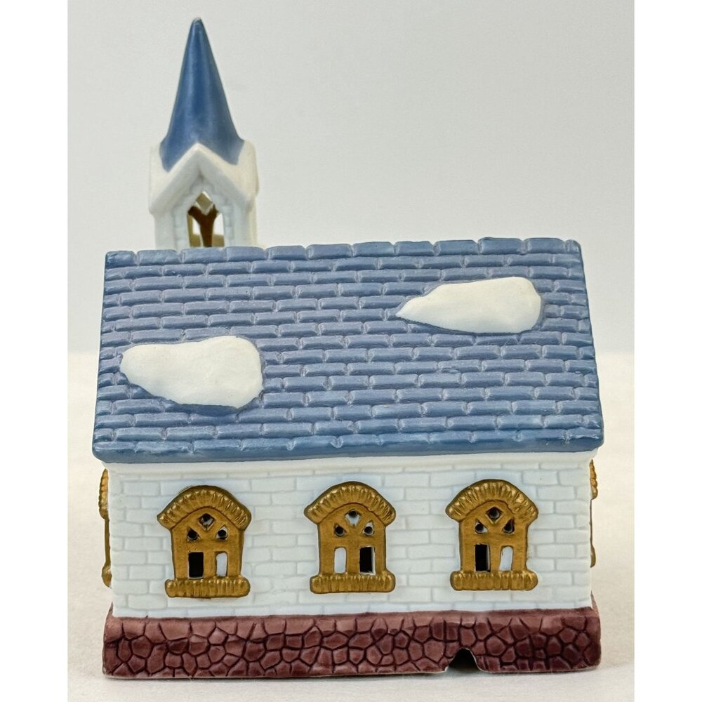 Vintage Lotus Ceramic White Church Figurine Snow Accents Christmas Village 4.5" - Picture 3 of 9